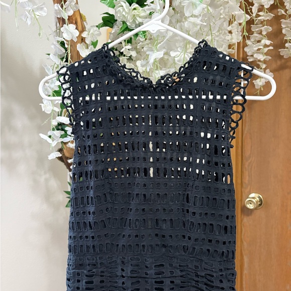 Free People Midnight Black Eyelet Mini Dress-100% Cotton - Picture 5 of 9